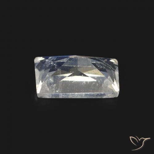 Pedra da Lua Arco-Íris Branco azulado Natural 0.45ct, baguete, Transparente