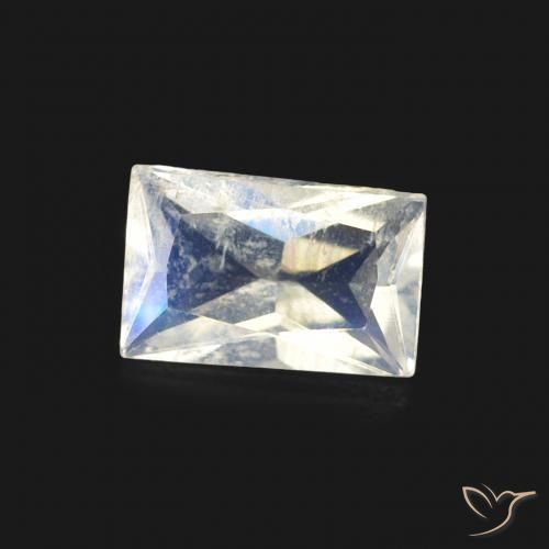 Pedra da Lua Arco-Íris Branco azulado Natural 0.49ct, baguete, Transparente