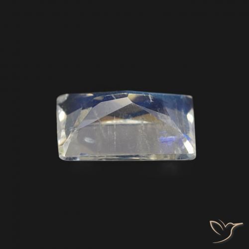Pedra da Lua Arco-Íris Branco azulado Natural 0.46ct, baguete, Transparente