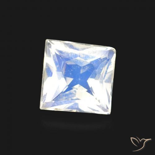 Pedra da Lua Arco-Íris Branco azulado Natural 0.55ct, Quadrado, Transparente