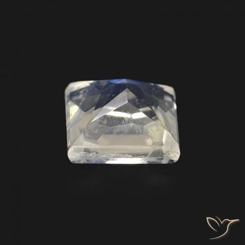 Pedra da Lua Arco-Íris Branco azulado Natural 0.55ct, Quadrado, Transparente