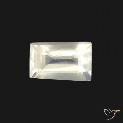 0.53ct Natural Branco azulado Pedra da Lua Arco-Íris, baguete, Transparente