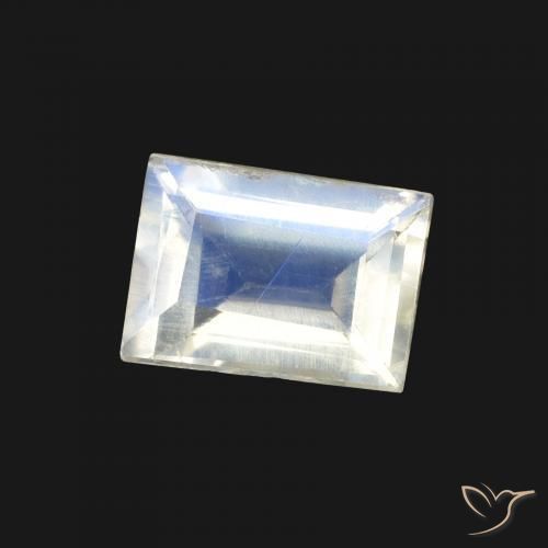 Pedra da Lua Arco-Íris Branco azulado Natural 1.00ct, baguete, Transparente