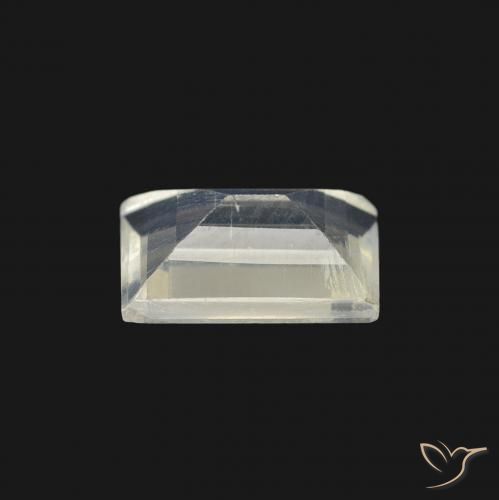 Pedra da Lua Arco-Íris Branco azulado Natural 0.72ct, baguete, Transparente