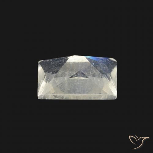 Pedra da Lua Arco-Íris Branco azulado Natural 0.54ct, baguete, Transparente