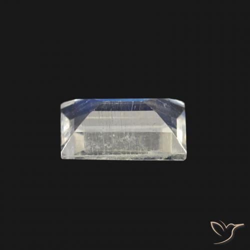 Pedra da Lua Arco-Íris Branco azulado Natural 0.44ct, baguete, Transparente