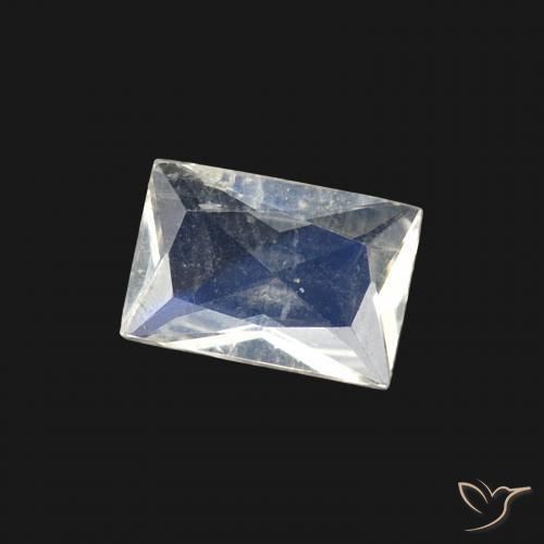 Pedra da Lua Arco-Íris Branco azulado Natural 0.40ct, baguete, Transparente
