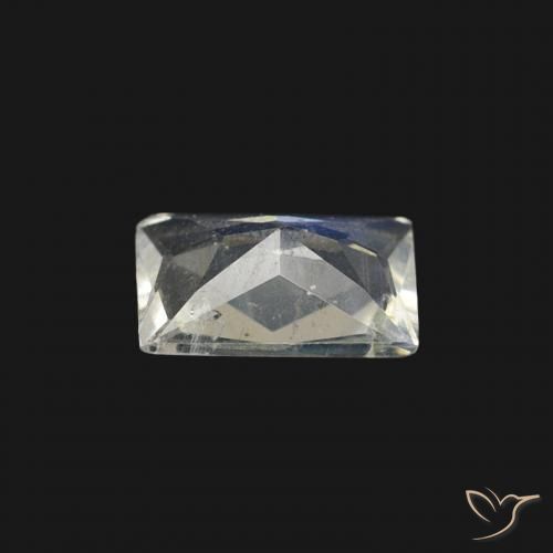 Pedra da Lua Arco-Íris Branco azulado Natural 0.40ct, baguete, Transparente