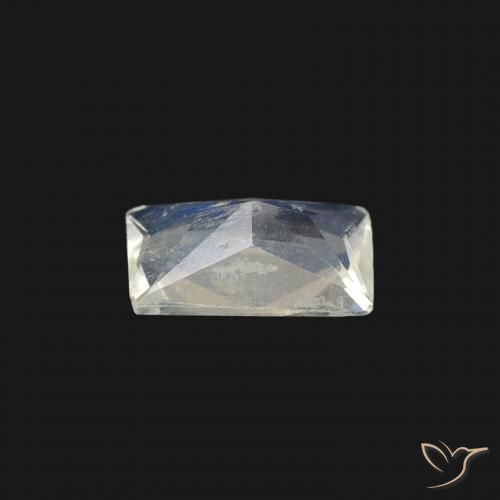 Pedra da Lua Arco-Íris Branco azulado Natural 0.37ct, baguete, Transparente