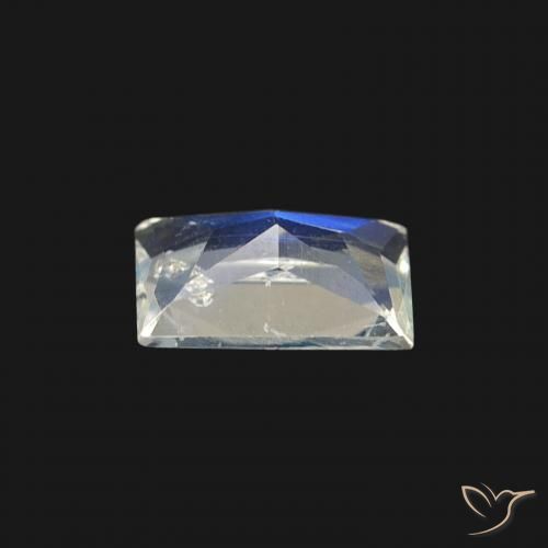 Pedra da Lua Arco-Íris Branco azulado Natural 0.45ct, baguete, Transparente