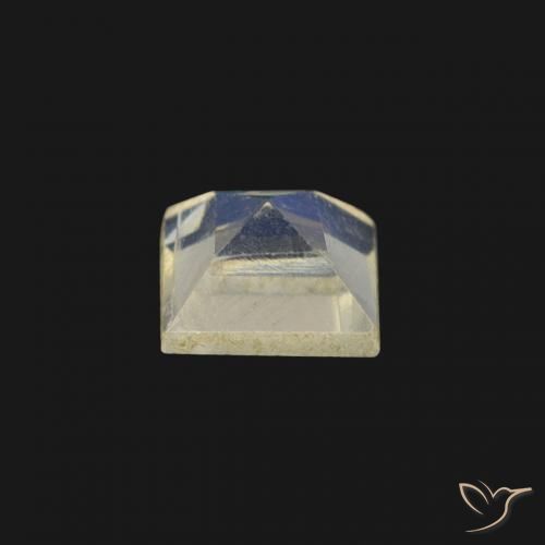 Pedra da Lua Arco-Íris Branco azulado Natural 0.26ct, Quadrado, Transparente
