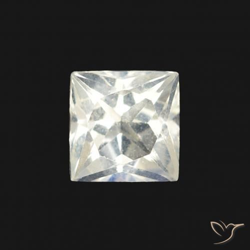 0.36ct Natural Branco azulado Pedra da Lua Arco-Íris, Quadrado, Transparente