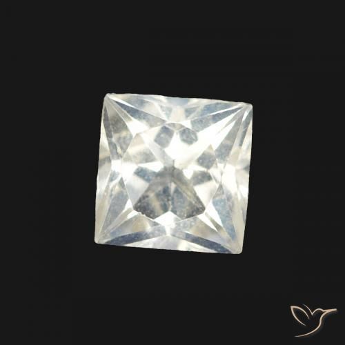 Pedra da Lua Arco-Íris Branco azulado Natural 0.36ct, Quadrado, Transparente
