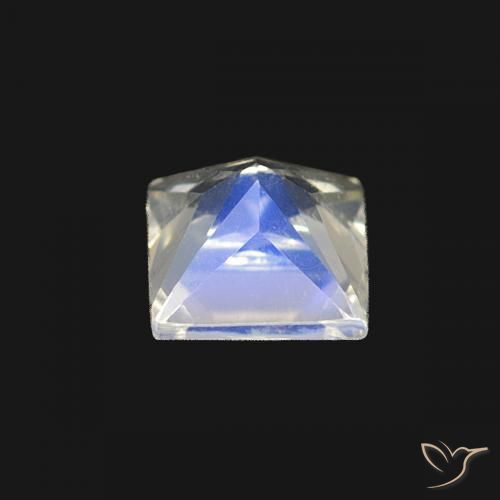 Pedra da Lua Arco-Íris Branco azulado Natural 0.36ct, Quadrado, Transparente