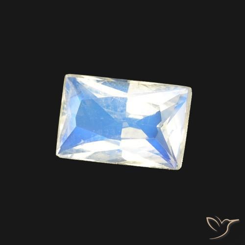 Pedra da Lua Arco-Íris Branco azulado Natural 0.50ct, baguete, Transparente