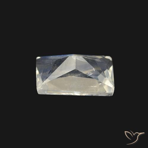 Pedra da Lua Arco-Íris Branco azulado Natural 0.50ct, baguete, Transparente