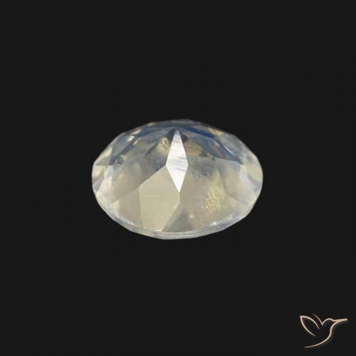 Pedra da Lua Arco-Íris Branco azulado Natural 0.46ct, Redondo, Transparente
