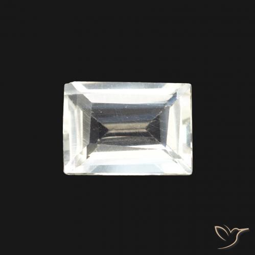 0.75ct Natural Branco azulado Pedra da Lua Arco-Íris, baguete, Transparente