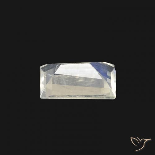 Pedra da Lua Arco-Íris Branco azulado Natural 0.41ct, baguete, Transparente