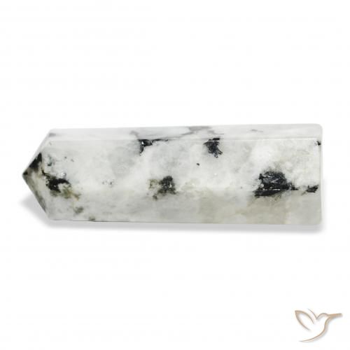 Pedra da Lua Arco-Íris branco com preto Natural 40.21ct, Chique, Opaco