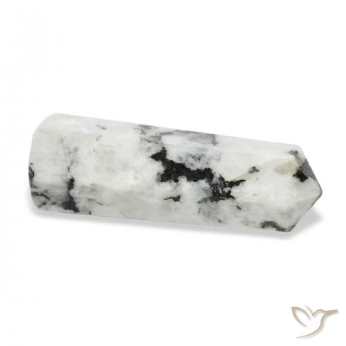 Pedra da Lua Arco-Íris branco com preto Natural 40.21ct, Chique, Opaco