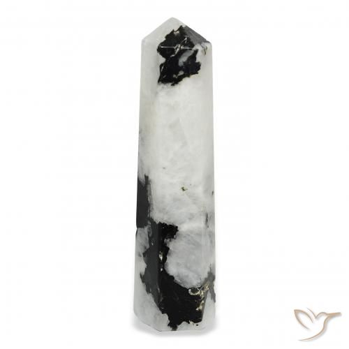 33.97ct Natural branco com preto Pedra da Lua Arco-Íris, Chique, Opaco