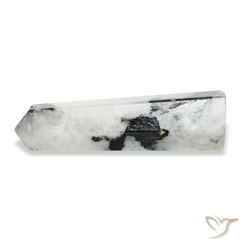Pedra da Lua Arco-Íris branco com preto Natural 33.97ct, Chique, Opaco