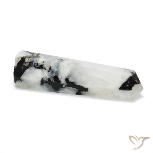 Pedra da Lua Arco-Íris branco com preto Natural 33.97ct, Chique, Opaco