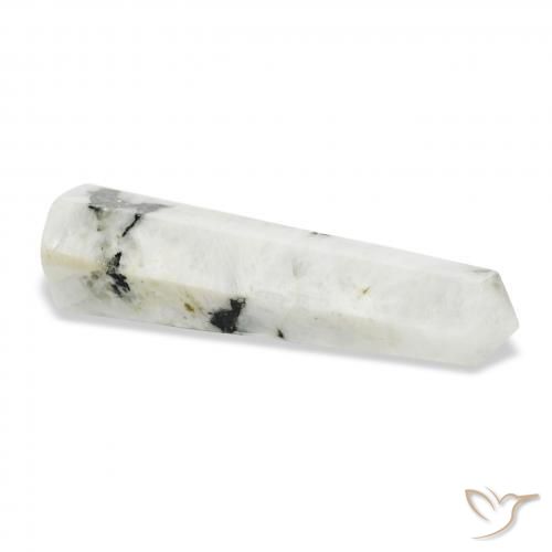 Pedra da Lua Arco-Íris branco com preto Natural 43.58ct, Chique, Opaco