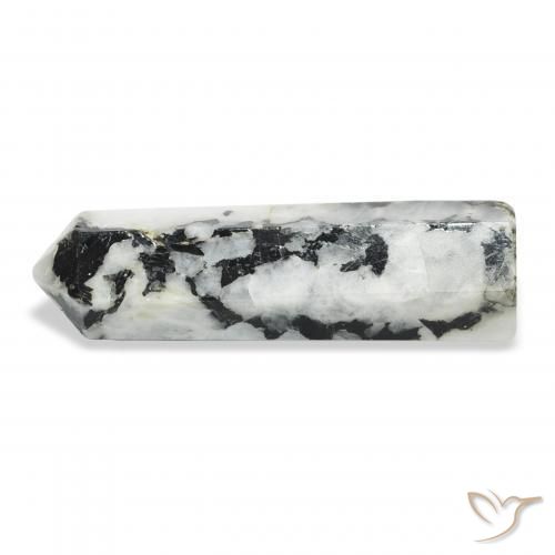 Pedra da Lua Arco-Íris branco com preto Natural 43.34ct, Chique, Opaco