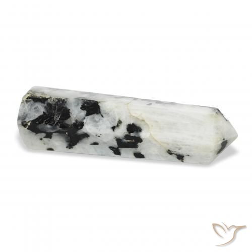 Pedra da Lua Arco-Íris branco com preto Natural 43.34ct, Chique, Opaco