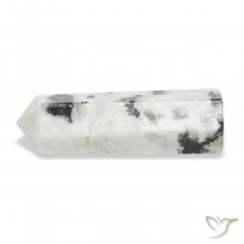 Pedra da Lua Arco-Íris branco com preto Natural 46.28ct, Chique, Opaco