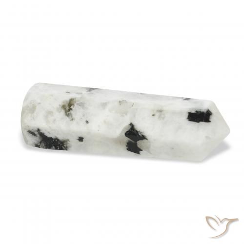 Pedra da Lua Arco-Íris branco com preto Natural 46.28ct, Chique, Opaco