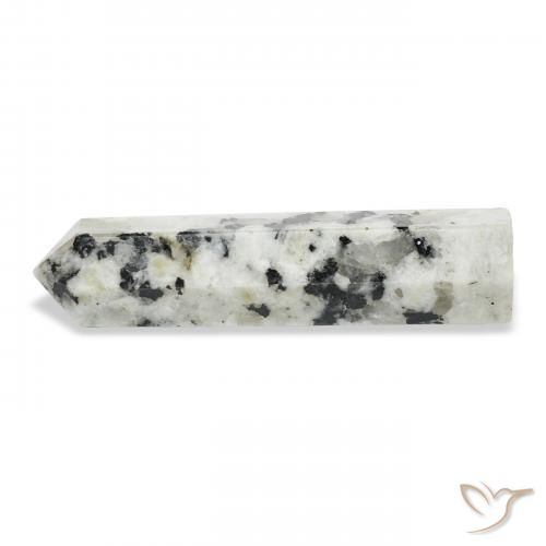 Pedra da Lua Arco-Íris branco com preto Natural 39.66ct, Chique, Opaco