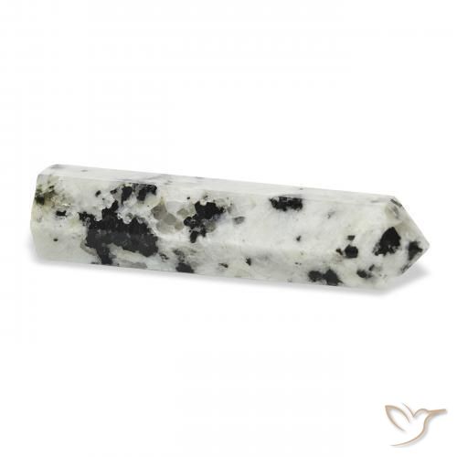 Pedra da Lua Arco-Íris branco com preto Natural 39.66ct, Chique, Opaco
