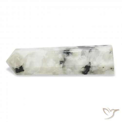 Pedra da Lua Arco-Íris branco com preto Natural 51.57ct, Chique, Opaco