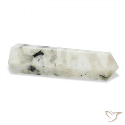 Pedra da Lua Arco-Íris branco com preto Natural 51.57ct, Chique, Opaco