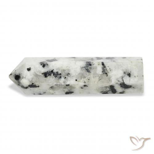 Pedra da Lua Arco-Íris branco com preto Natural 47.54ct, Chique, Opaco