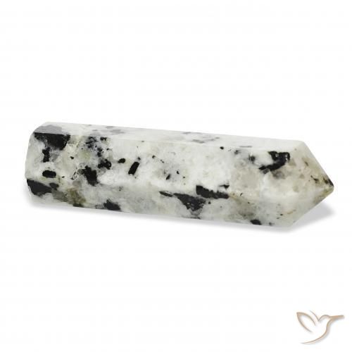 Pedra da Lua Arco-Íris branco com preto Natural 47.54ct, Chique, Opaco