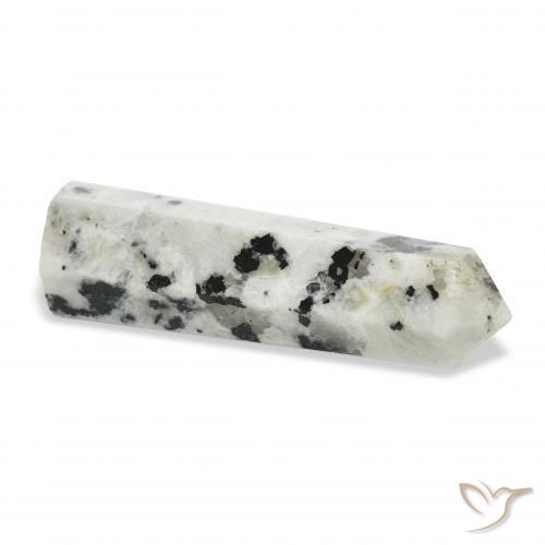 Pedra da Lua Arco-Íris branco com preto Natural 37.89ct, Chique, Opaco