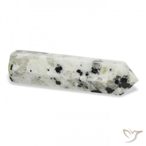 Pedra da Lua Arco-Íris branco com preto Natural 48.76ct, Chique, Opaco