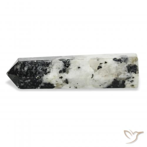 Pedra da Lua Arco-Íris branco com preto Natural 38.85ct, Chique, Opaco