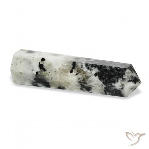 Pedra da Lua Arco-Íris branco com preto Natural 38.85ct, Chique, Opaco