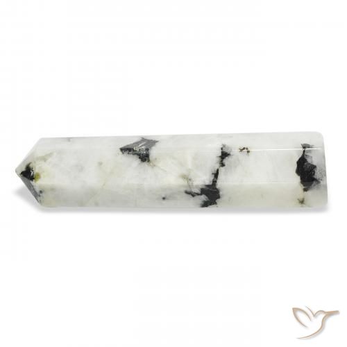 Pedra da Lua Arco-Íris branco com preto Natural 42.52ct, Chique, Opaco