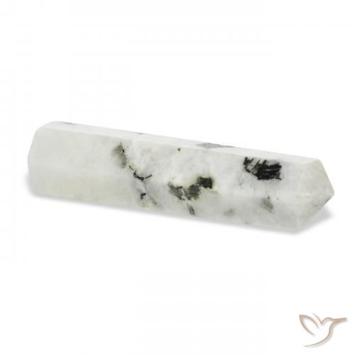 Pedra da Lua Arco-Íris branco com preto Natural 42.52ct, Chique, Opaco