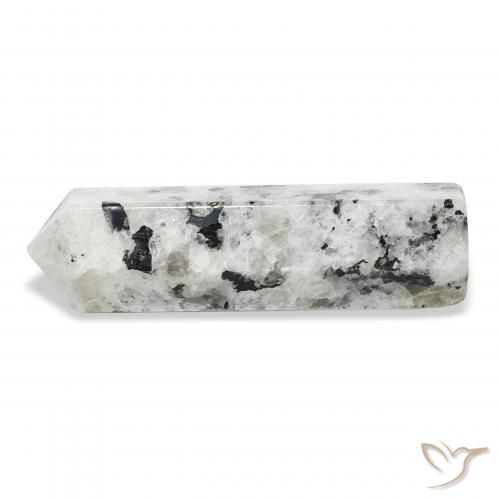 Pedra da Lua Arco-Íris branco com preto Natural 46.59ct, Chique, Opaco