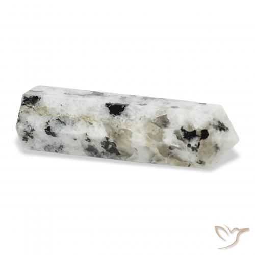Pedra da Lua Arco-Íris branco com preto Natural 46.59ct, Chique, Opaco