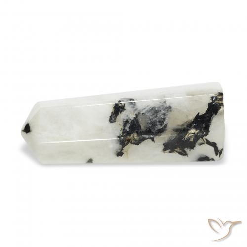 Pedra da Lua Arco-Íris branco com preto Natural 31.09ct, Chique, Opaco