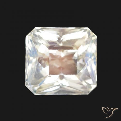 1.99ct Natural Branco azulado Pedra da Lua Arco-Íris, Corte Esmeralda, VVS