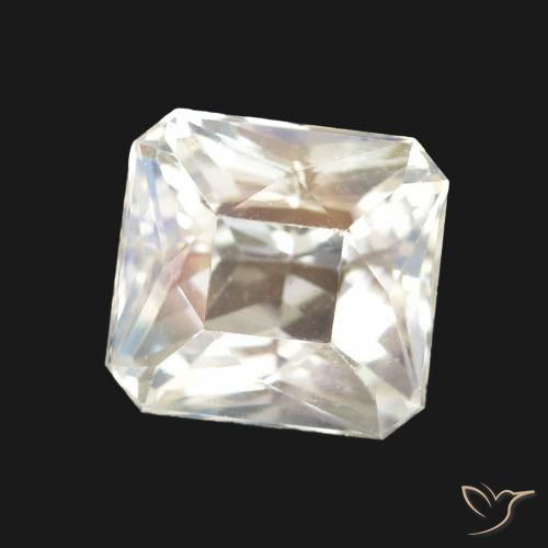 Pedra da Lua Arco-Íris Branco azulado Natural 1.99ct, Corte Octógono / Esmeralda, VVS